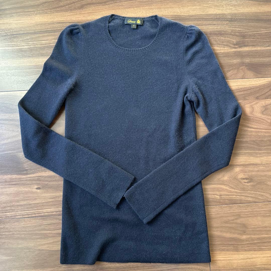 ドゥロワー Drawer カシミヤ パフスリーブニット　ネイビー