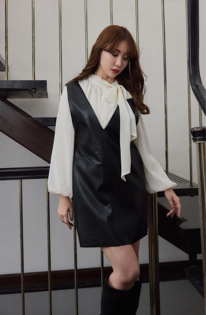 スカート Herlipto vegan leather jumper dress