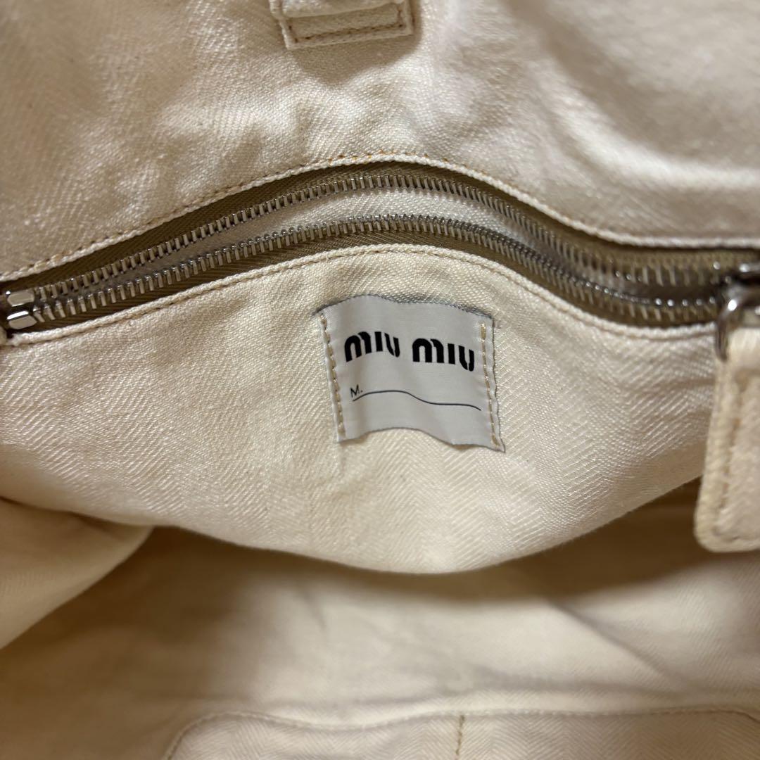 希少 miumiu キャンバス トートバッグ ピンク ロゴ 大容量