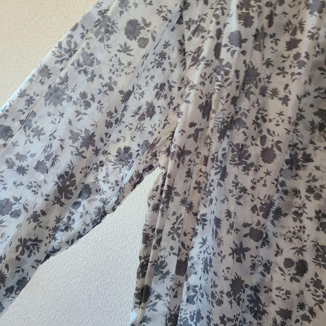 ミズイロインド　フラワーギャザーシャツワンピース　フリー　グレー