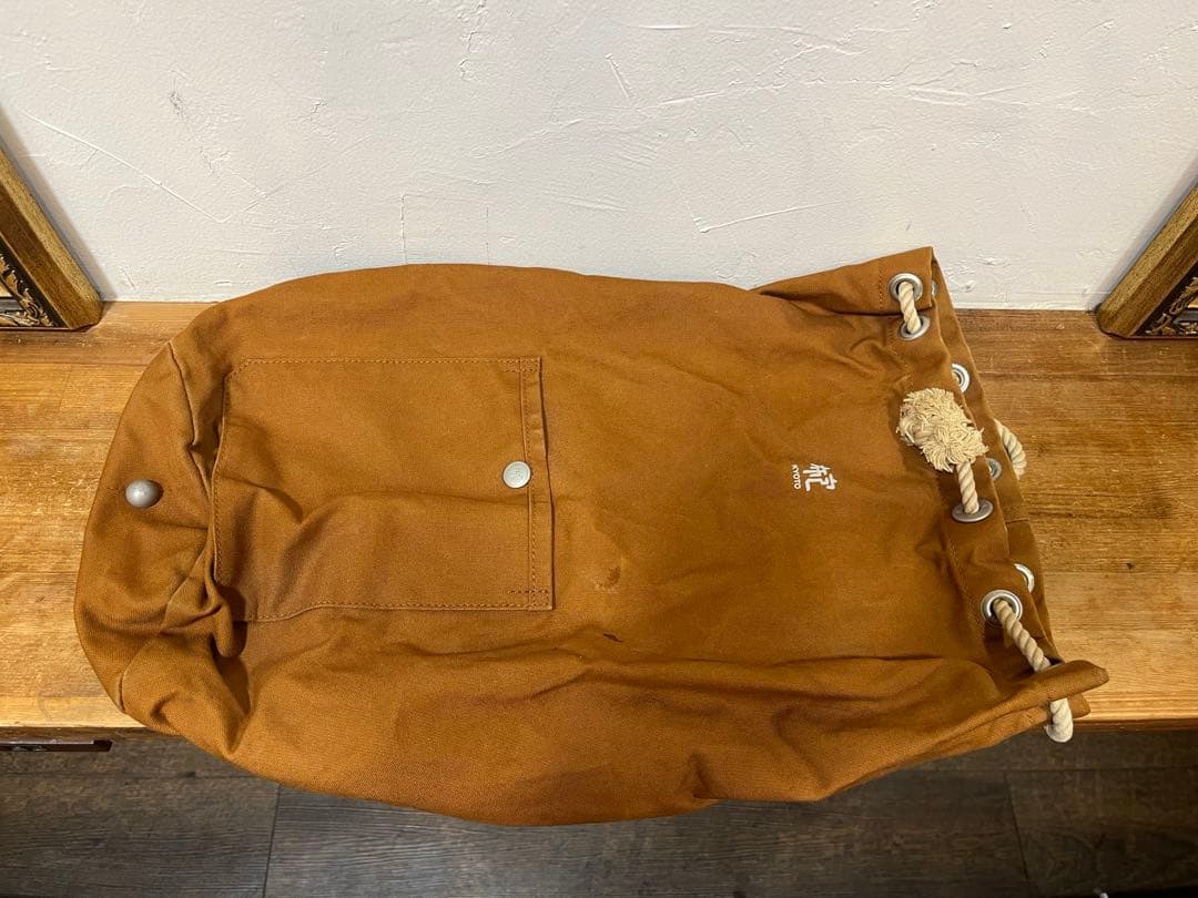 信三郎帆布 ブラウンキャンバスナップボタンナップザック