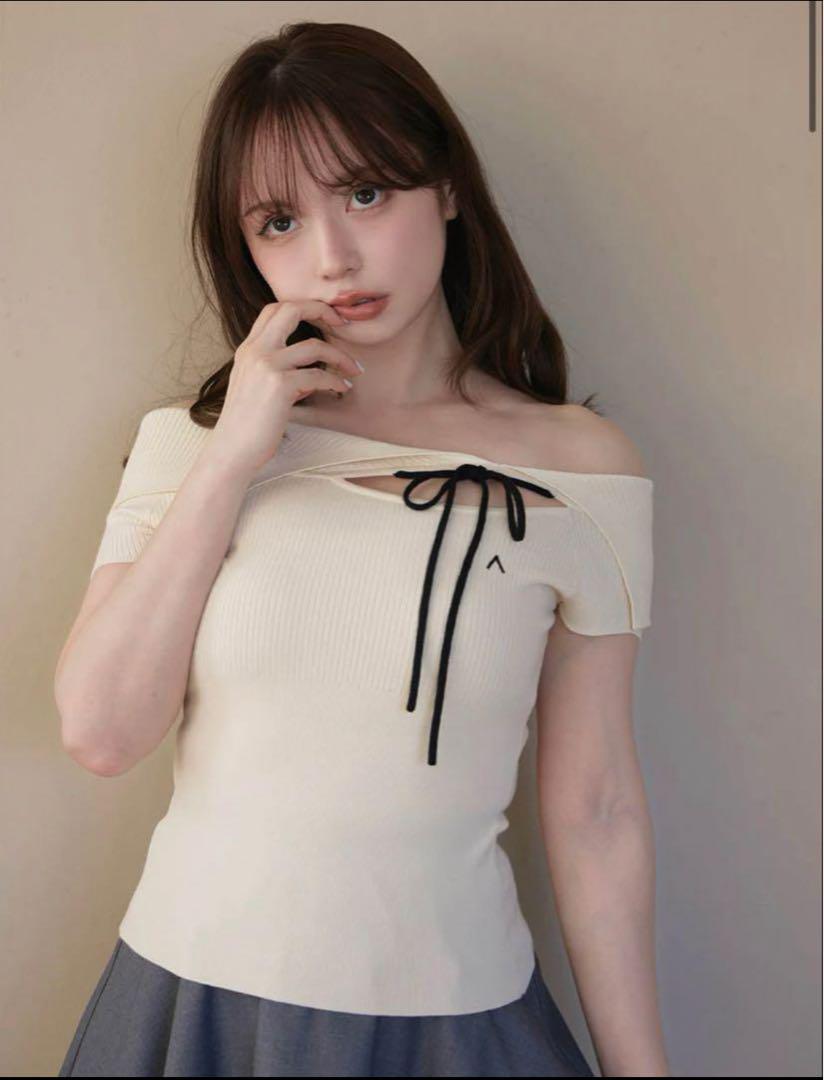トップス andmary Amari ribbon tops ivory ANDMARY】Amari ribbon tops