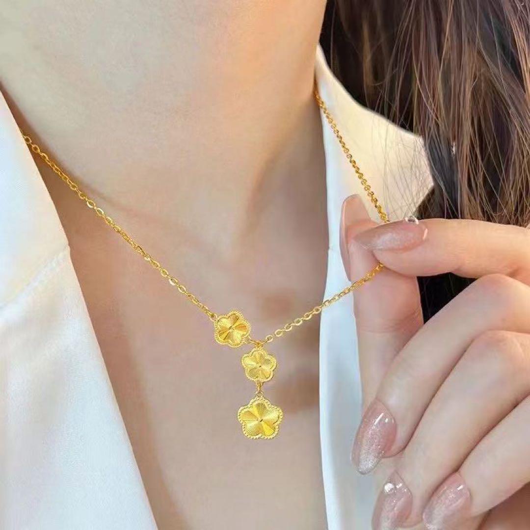 24K 24金 梅のネックレス 足金999刻印入り - メルカリ
