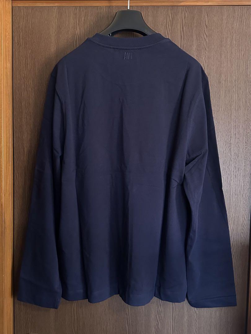 濃紺XL新品 AMI Paris アミ グラフィック ロゴ ロング Tシャツ