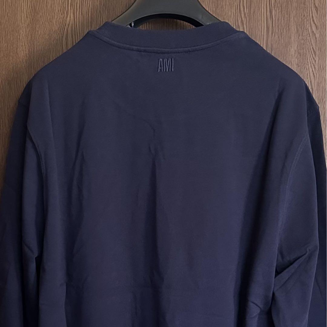 濃紺XL新品 AMI Paris アミ グラフィック ロゴ ロング Tシャツ