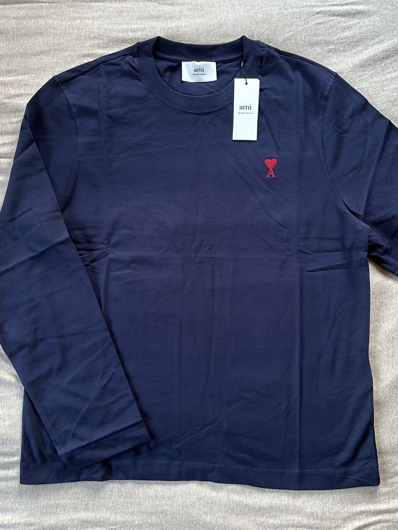 濃紺XL新品 AMI Paris アミ グラフィック ロゴ ロング Tシャツ