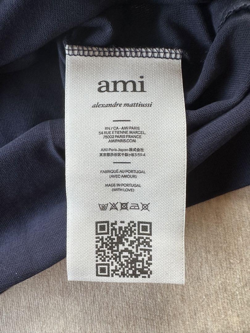 濃紺XL新品 AMI Paris アミ グラフィック ロゴ ロング Tシャツ