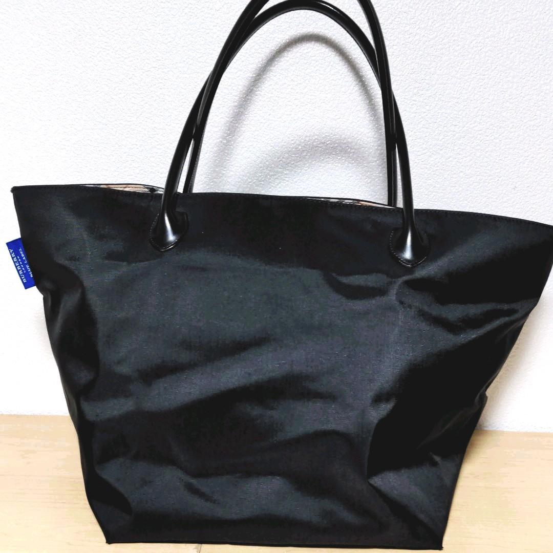 正規店在庫 al14. BURBERRY 牛革×ナイロントートバッグ黒 ノバチェック柄 Dy9XU-m89424183360 お得2022