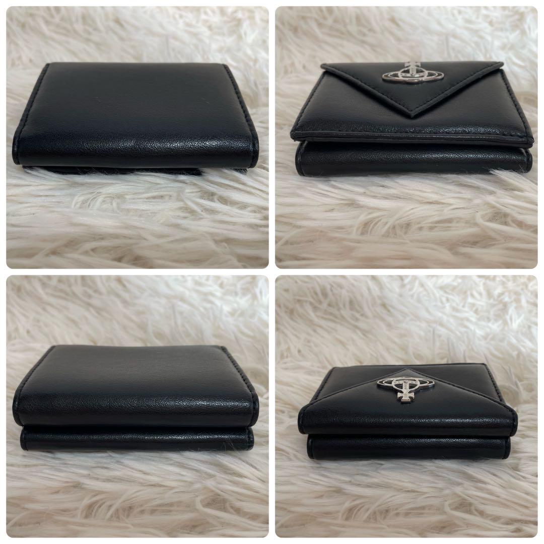 極美品✨ヴィヴィアンウェストウッド　3つ折り財布　レター型　シルバーオーブ　黒