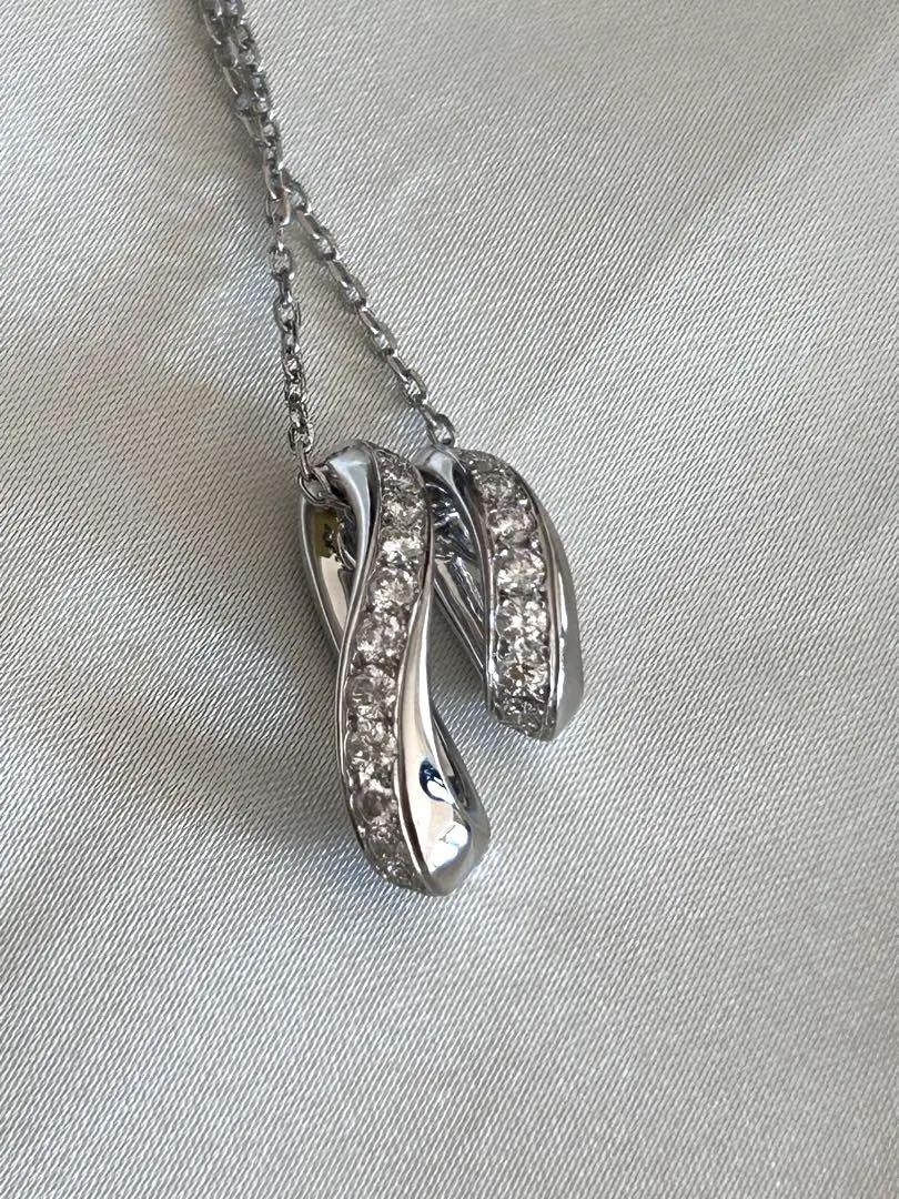 【美品】MIKIMOTO ミキモト　ダイヤネックレス　K18WG 計0.34ct