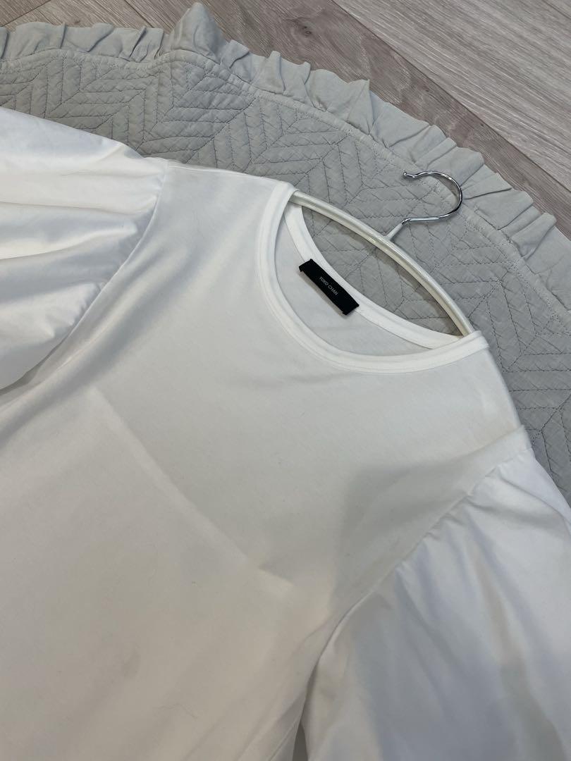 ヨーコチャン バルーンスリーブカットソーTシャツ白 ホワイト