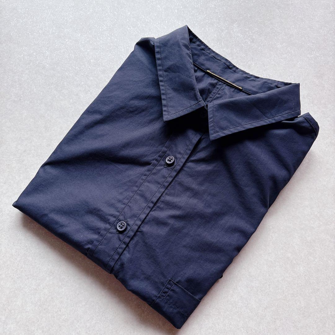今月削除 ドゥーズィエムクラス ドロップショルダーシャツ 綿 紺 定価2.5万 美品☆ドゥーズィエムクラス| 定価2,5万 ドロップショルダー