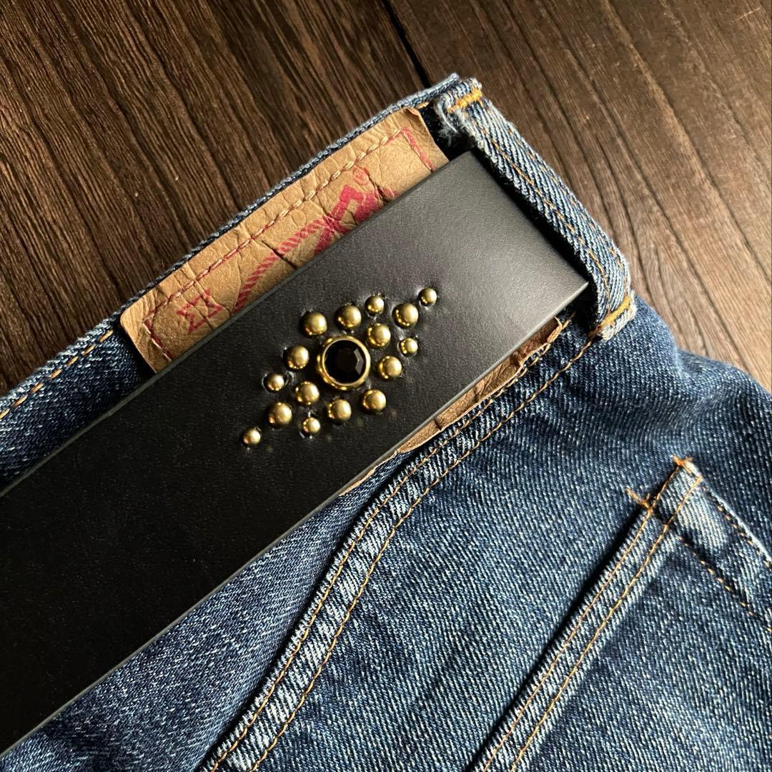 スタッズギャリソンベルト 牛ヌメ 真鍮 38mm HTC CALEE スタッズギャリソンベルト 牛ヌメ 真鍮 38mm HTC CALEE