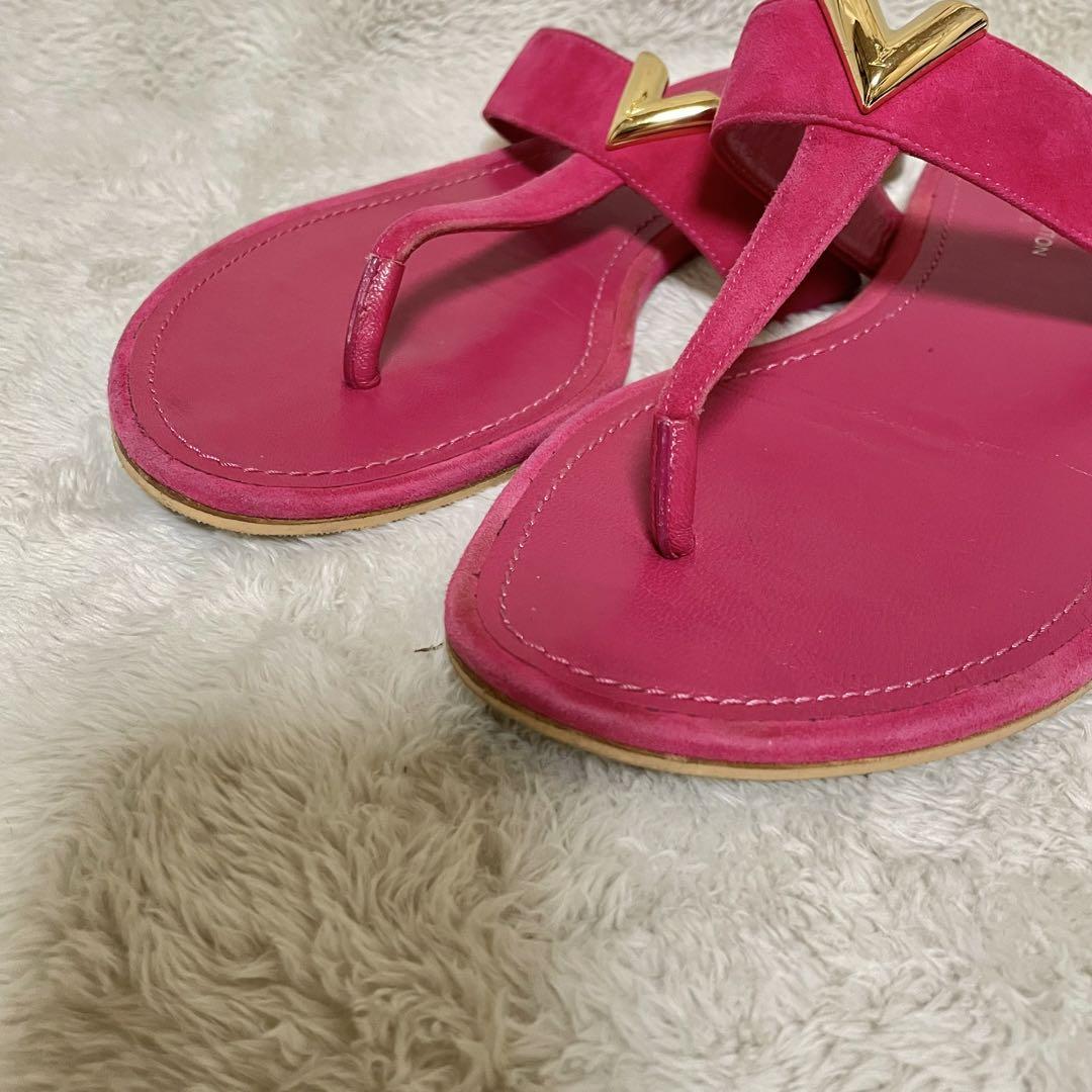 LOUIS VUITTON ルイヴィトン　サンダル　ピンク　スエード　レザー