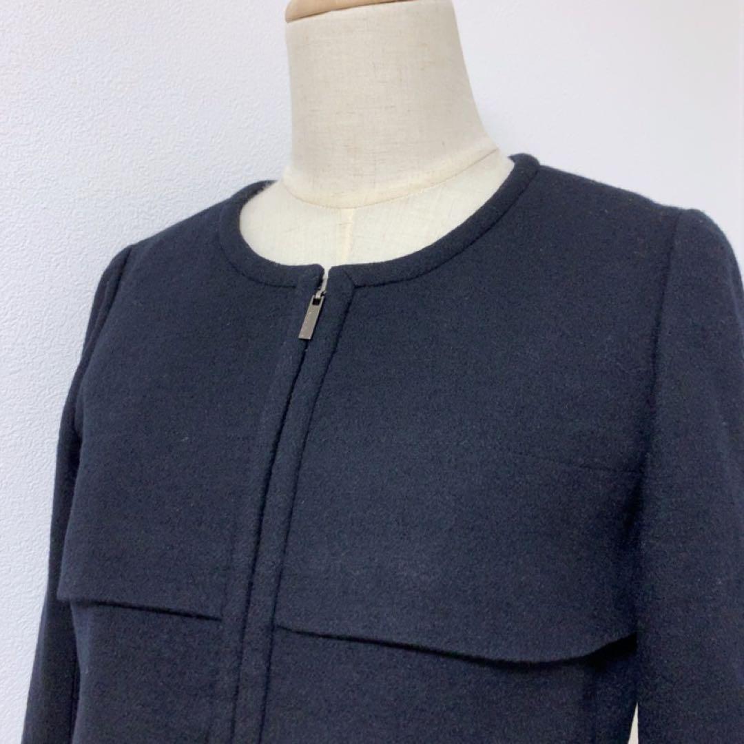 【限定セール！】 ⭐︎【美品】エムプルミエ ウール ノーカラー ジャケット ジップ ジャケット・アウター