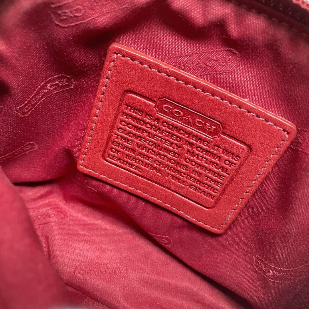 未使用 vintage coach old red 赤 コスメポーチ