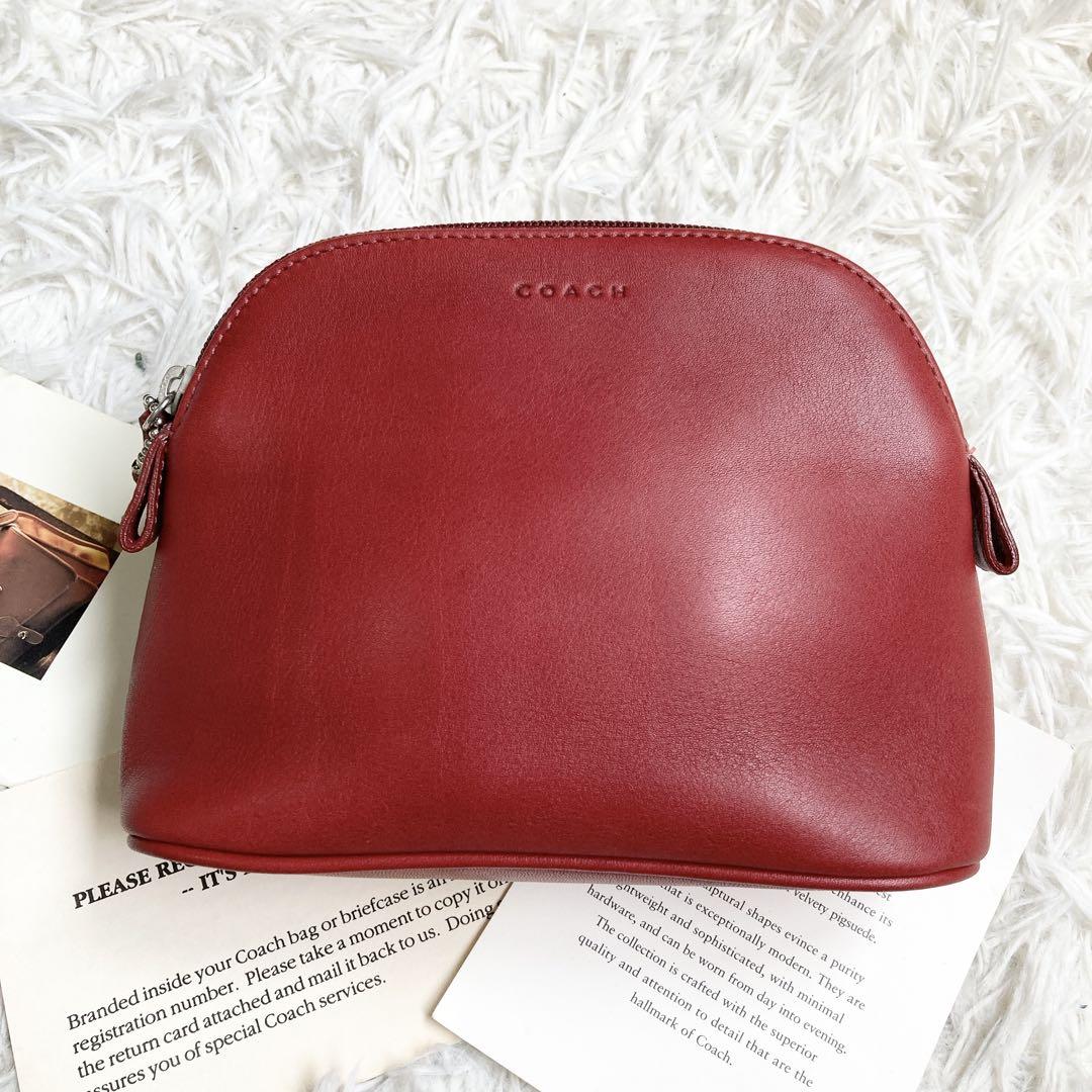 未使用 vintage coach old red 赤 コスメポーチ