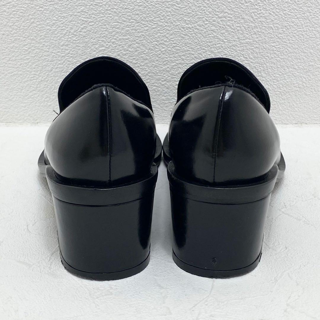 マッキントッシュロンドン 黒 レザーモカシン ヒール ローファー