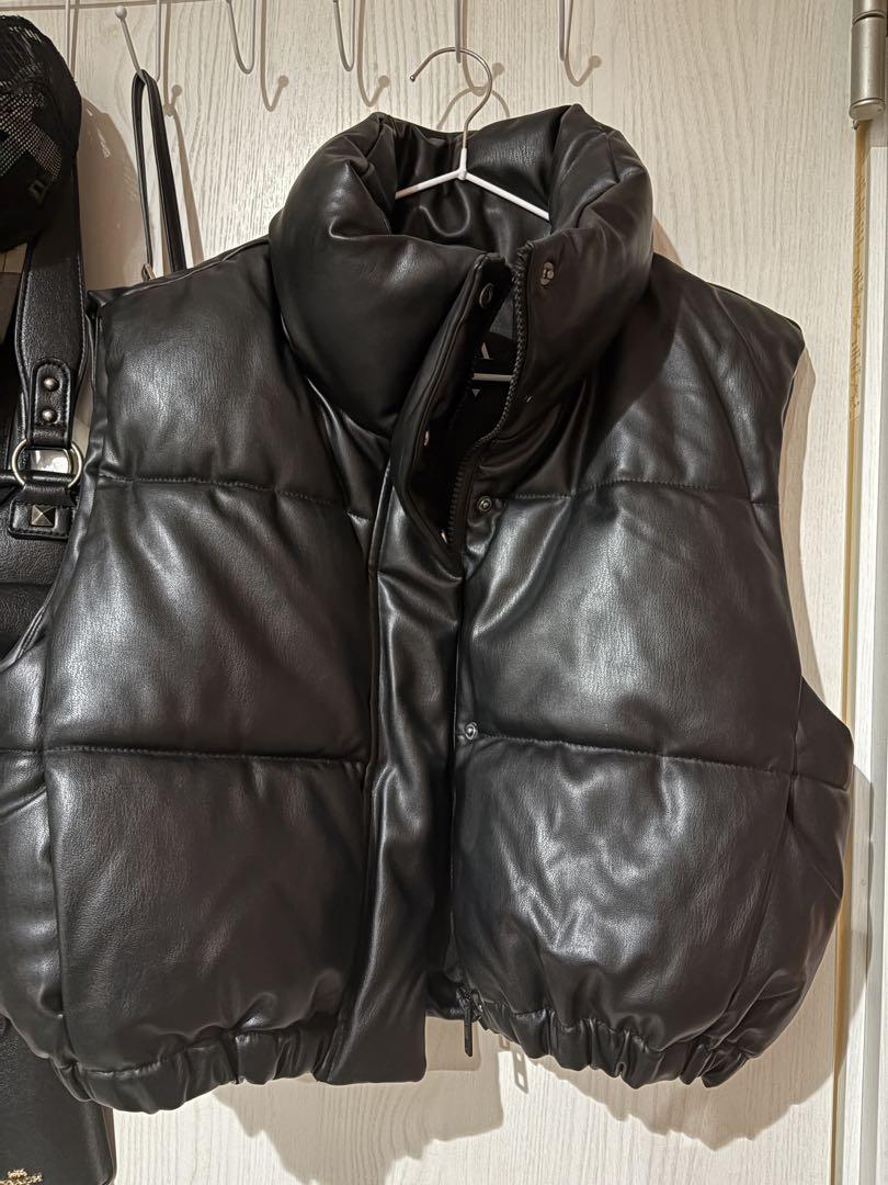 定価16万円コールブラックレザーダウンベスト黒coalblack ZARA ブラック レザー風 ダウンベスト - メルカリ