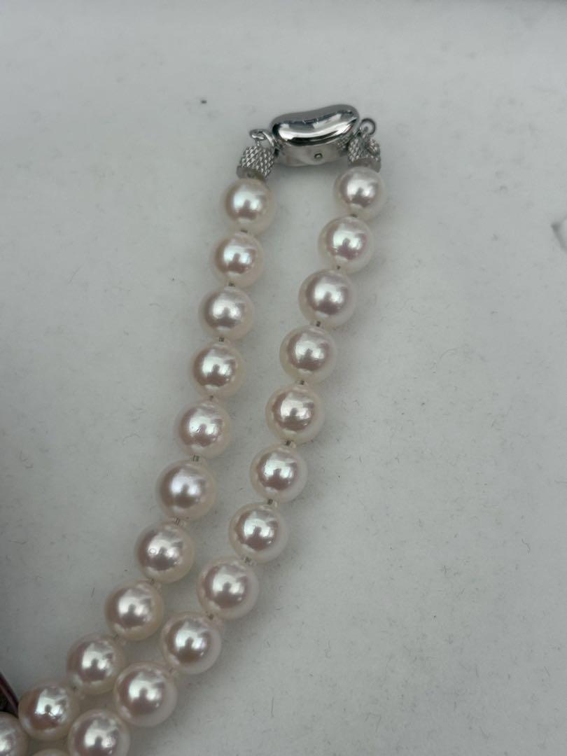 318美品ピンク系アコヤ真珠ネックレス6.5-7mm42cm鑑別書付