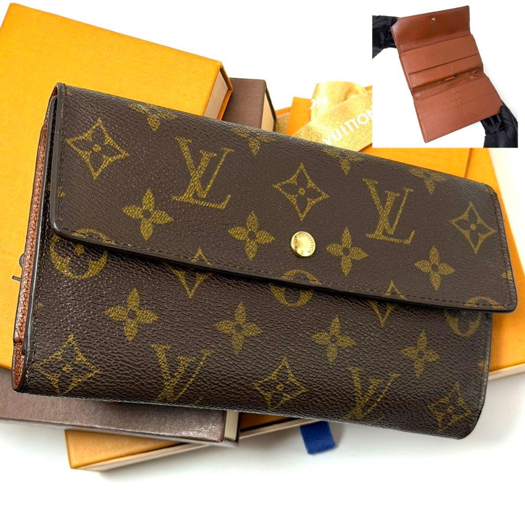 良品 ルイヴィトン モノグラム ポルトトレゾール インターナショナル 財布 茶