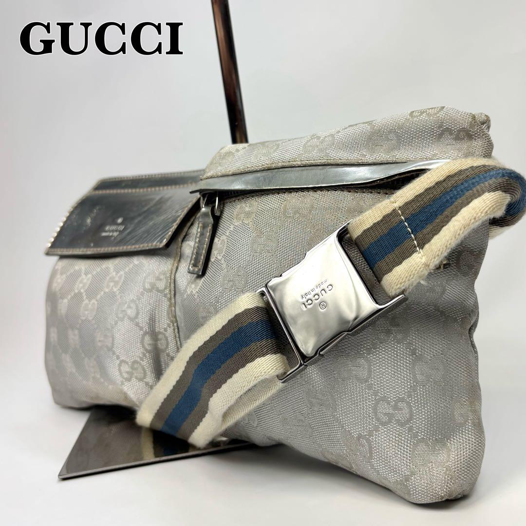 希少色✨ GUCCI ボディバッグ GG キャンバス レザー 斜めがけ