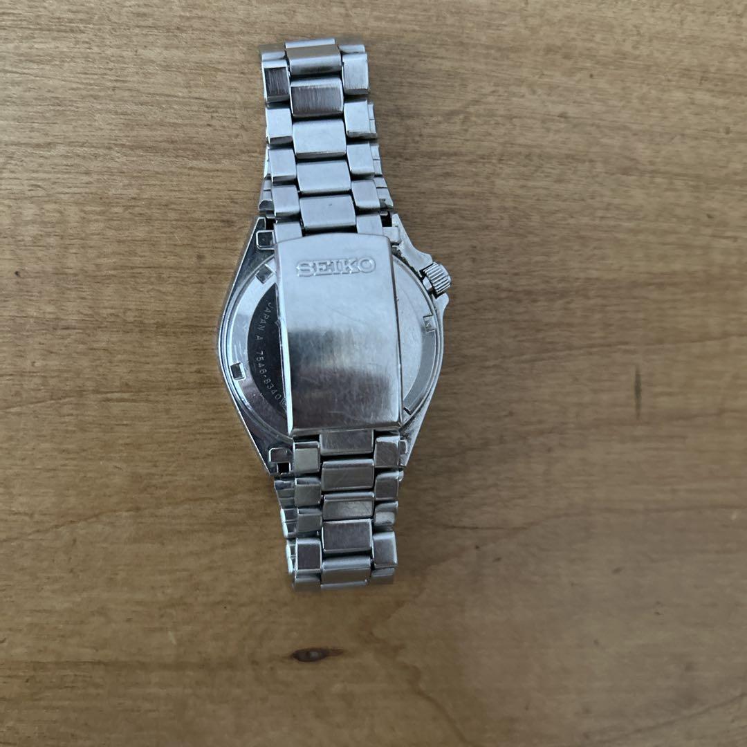 稼動品】SEIKO シルバーウェーブ クォーツ 時計 黒文字盤