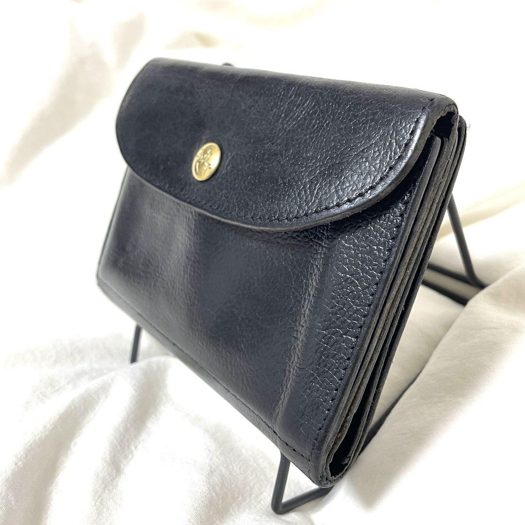 おすすめ人気ランキング2025年 極美品【IL イルビゾンテ 黒 本革／シボ革 BISONTE】二つ折り財布 小物