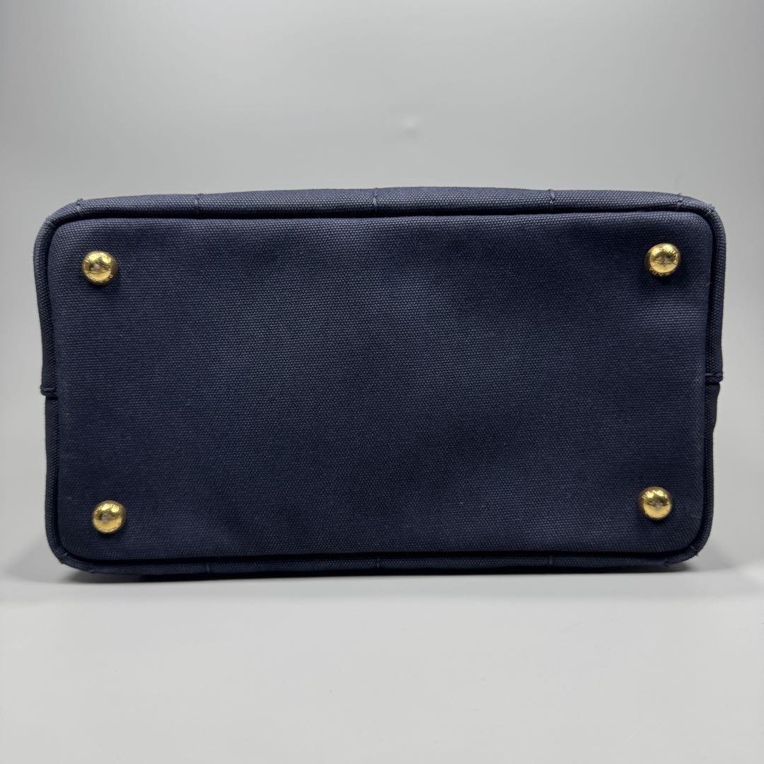 美品✨ PRADA プラダ カナパ S ネイビー ハンドバッグ キャンバス