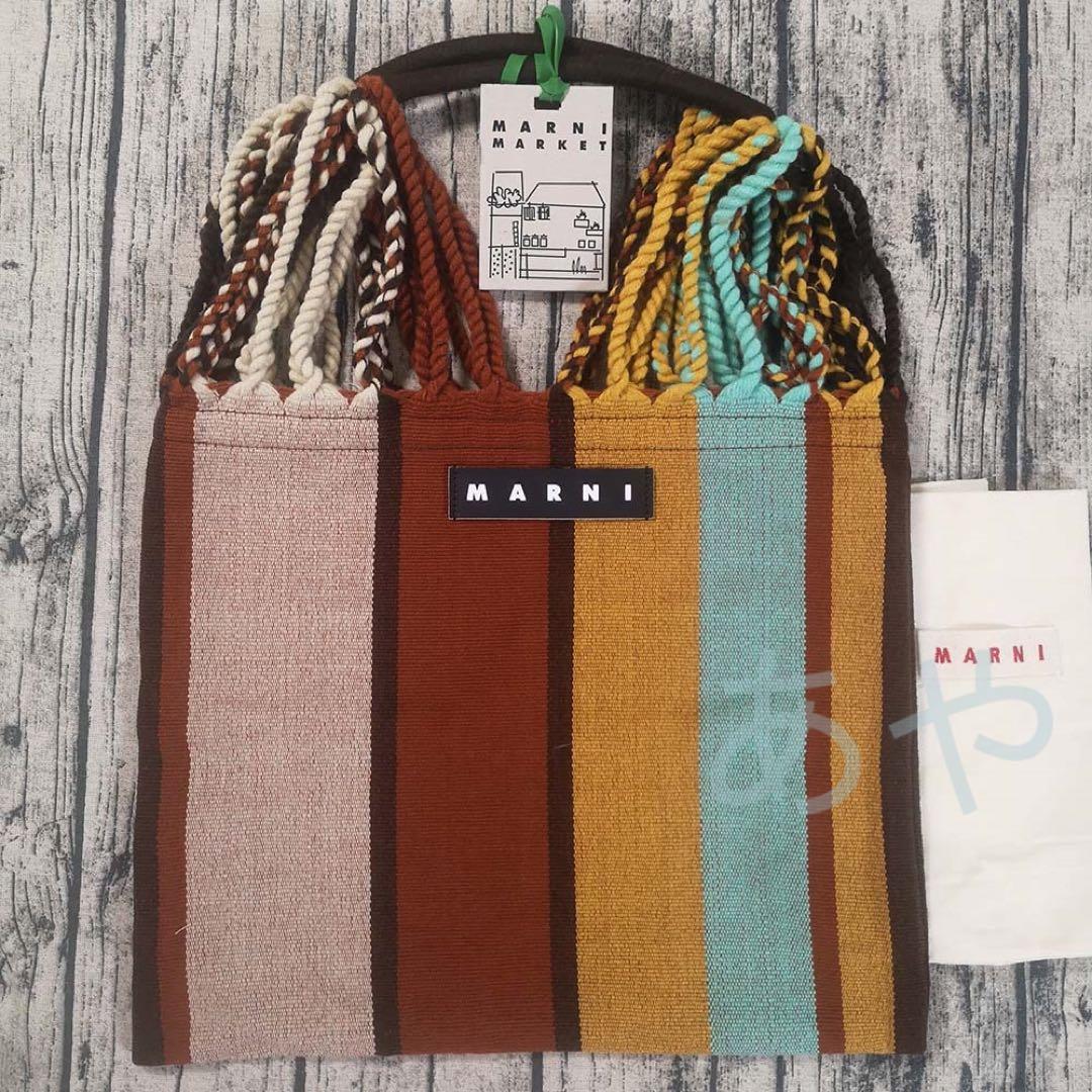 マルニ フラワーカフェ マルチストライプ ハンモックバッグ