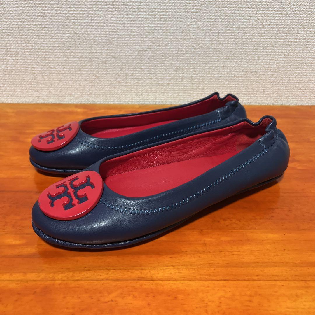 トリーバーチ 紺 ネイビー レッド 23cm 6 フラットシューズ23cm・Tory Burch