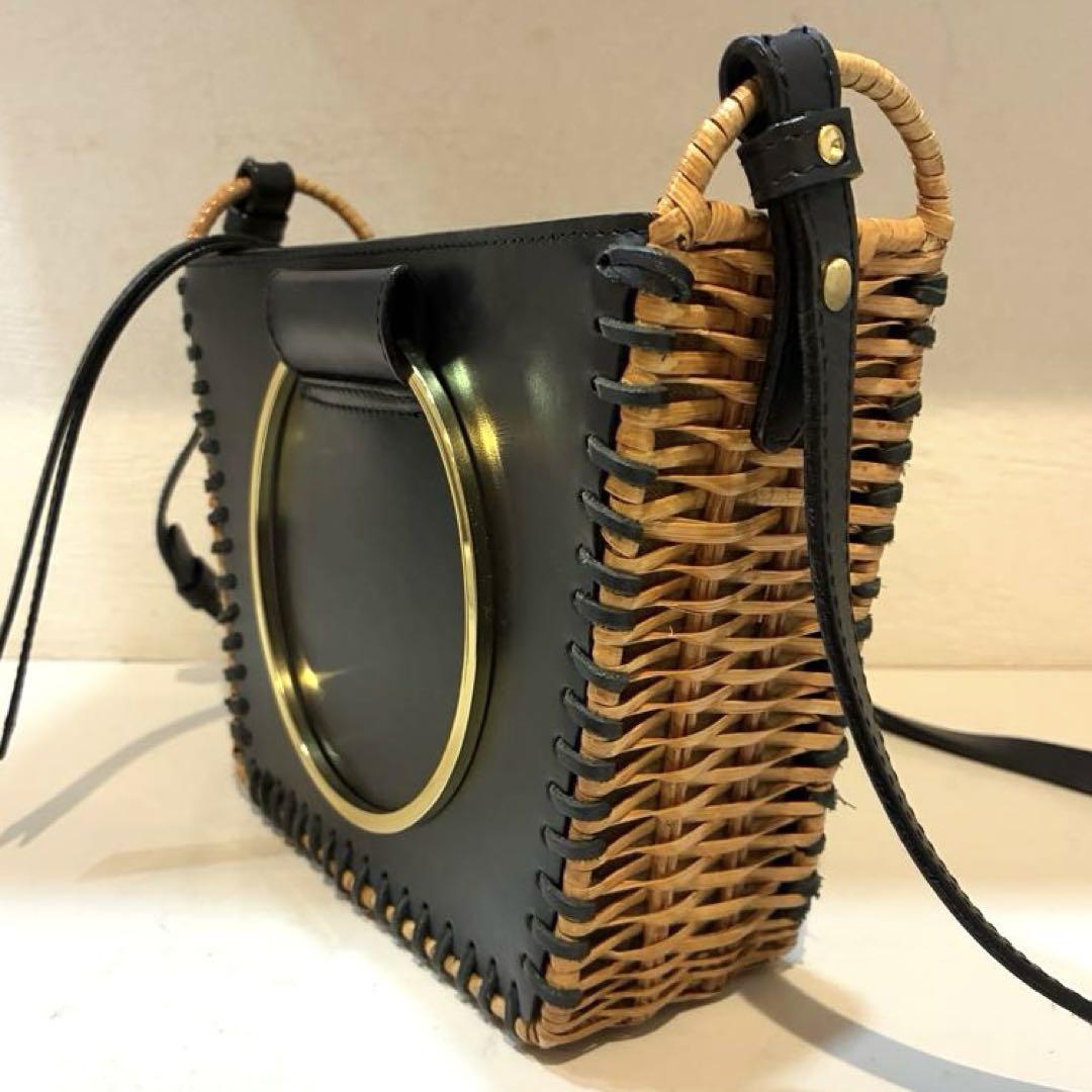 【美品】VIOLAd'ORO かごバッグ　ショルダーバッグ　2way 黒