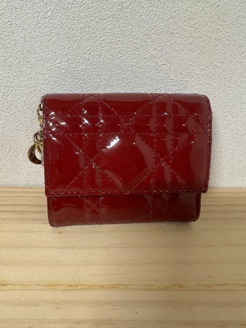 IY|7.15|10 DIOR 三つ折り財布 エナメル 赤