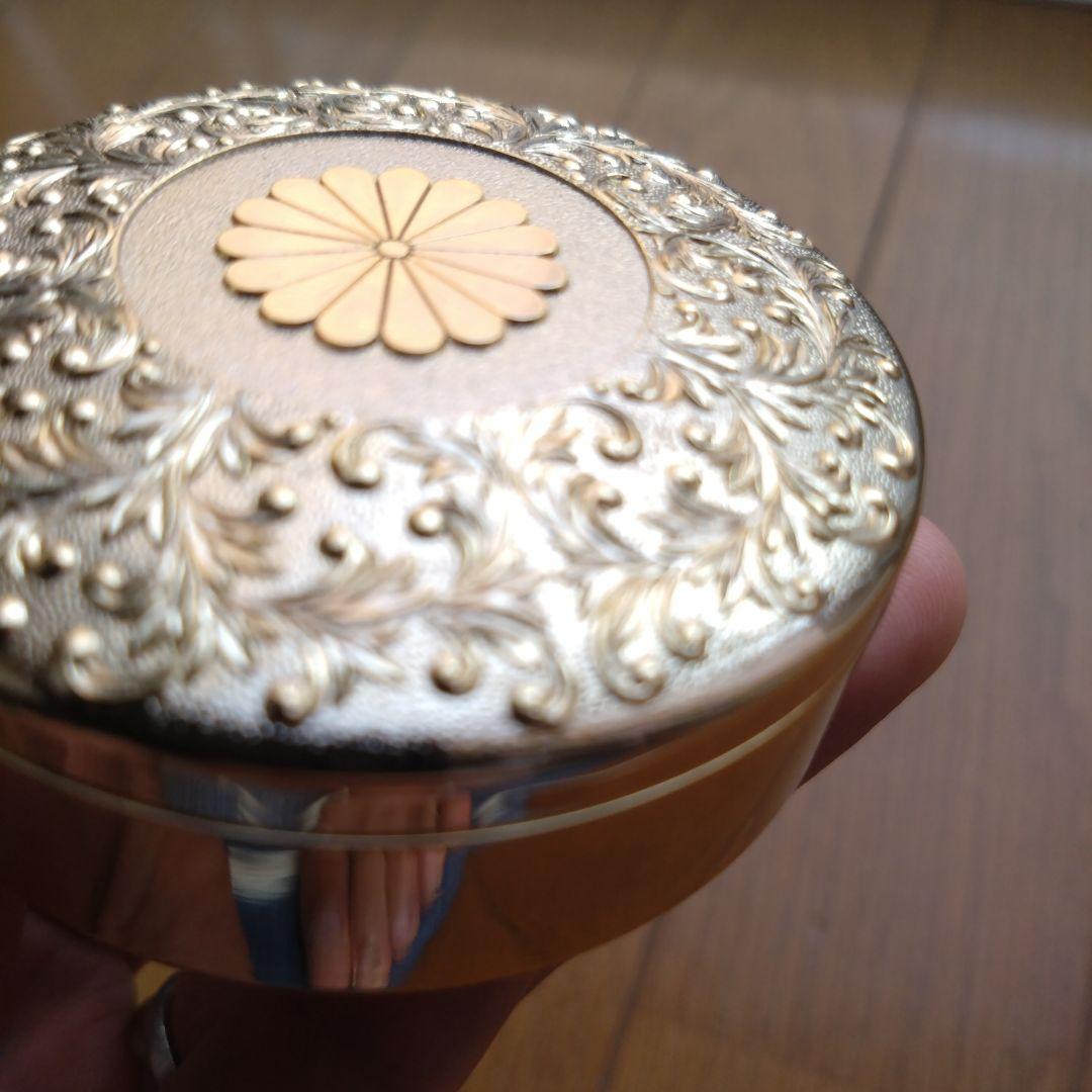 【朱肉】 天皇家御紋入り 桐箱 純金めっきの朱肉入れ 画像2