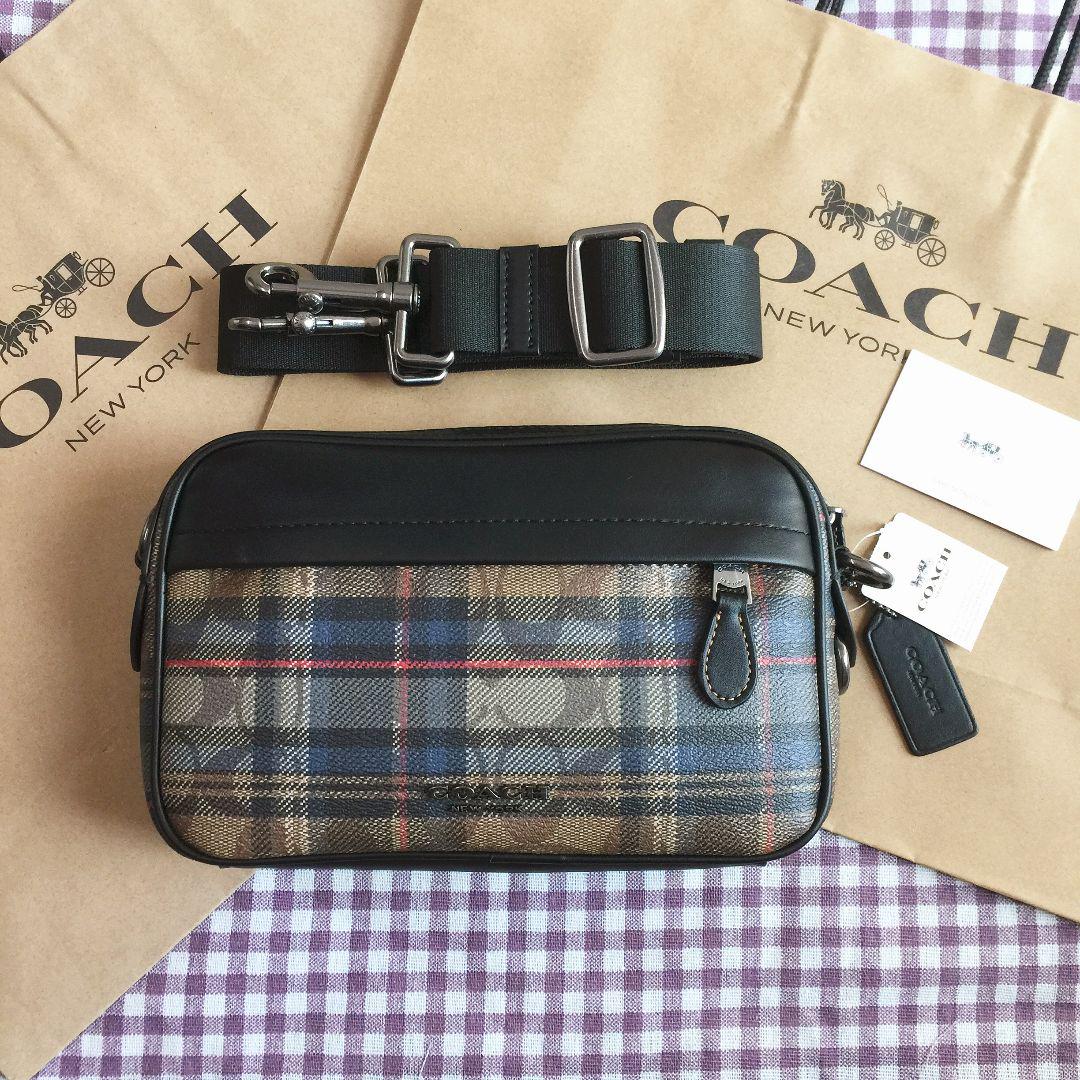 ＜COACH＞コーチバッグ ショルダーバッグ F83024チェック柄メンズバッグ