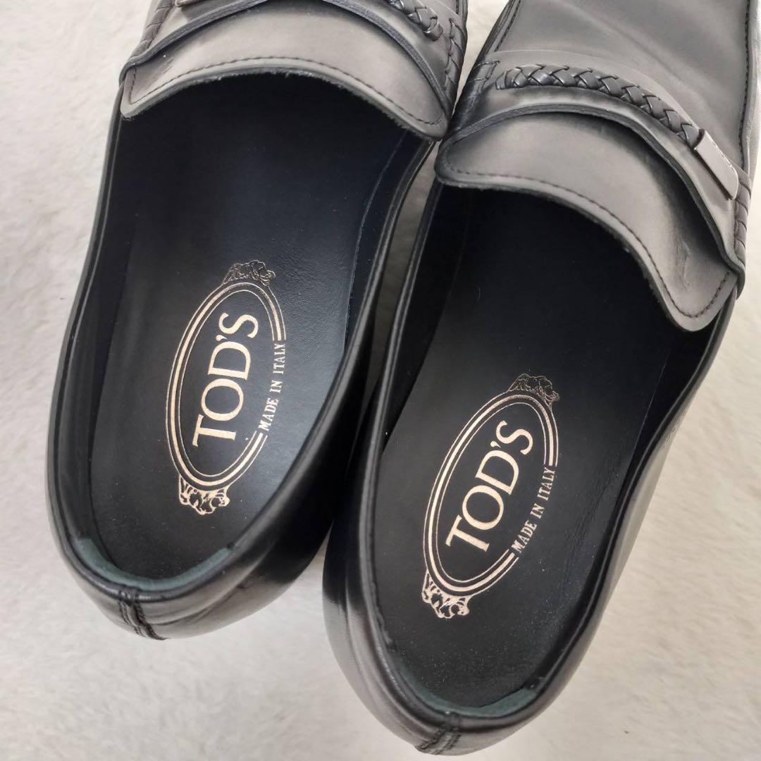 TOD'S 革靴　ブラック　イントラチャートトリム　ロゴ型押し　25cm相当