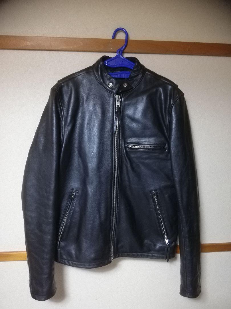 Blue Gross シングルライダースジャケット 牛革 ダメージ加工 XL相当 レザージャケット メンズジャケット 本革 ライダース ジャケット