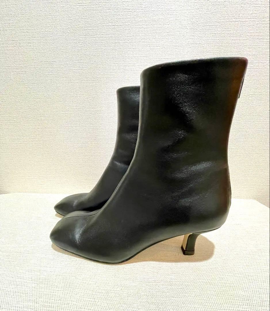 Loungedress GALENA スクエアトゥショートブーツ38美品本革黒
