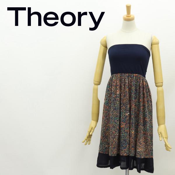 B3840□Theory セオリー 総柄 ベアトップ ワンピース 2