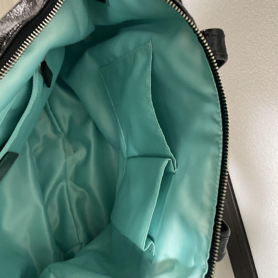 【美品】COACH パテントレザー ハンドバッグ ブラック シルバー金具付き