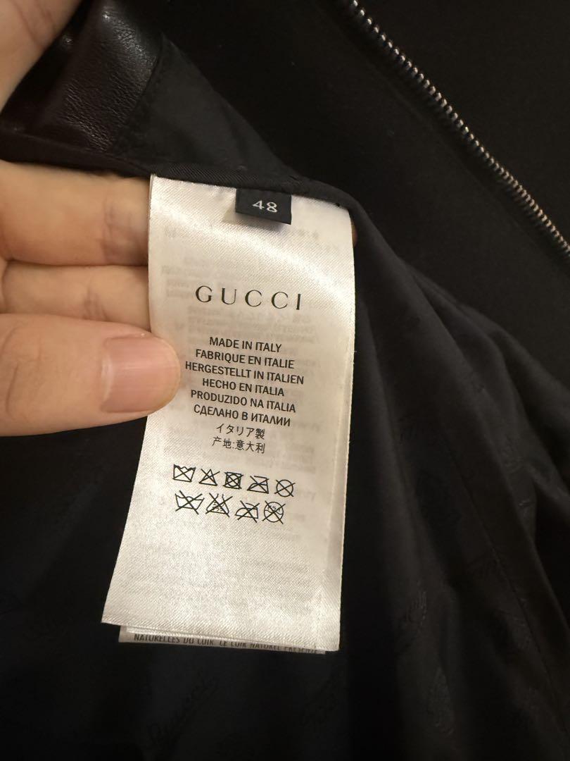 GUCCI 異素材MIXレザーウールアクリルボンバージャケット