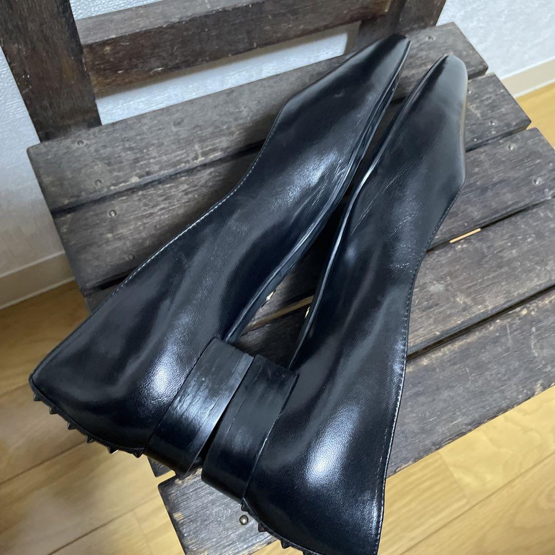 オーリックORIC パンプス 黒 スタッズ レザー - メルカリ