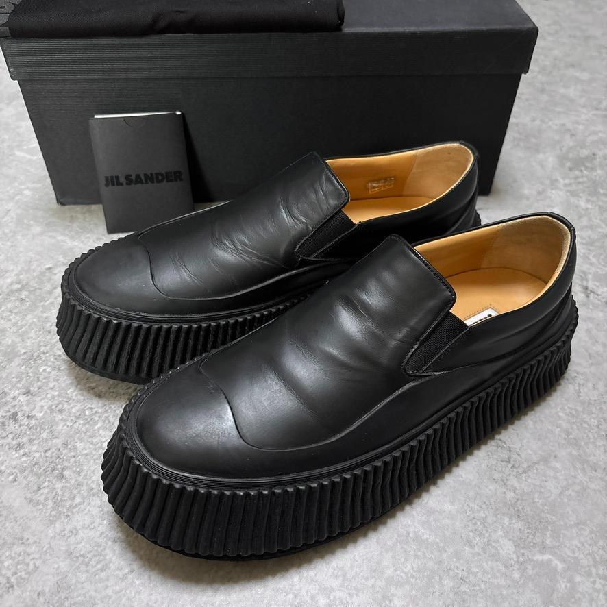 【美品】ジルサンダーレザーシューズ　39 美品 ジルサンダー 厚底 スリッポン レザー スニーカー 39 24.5