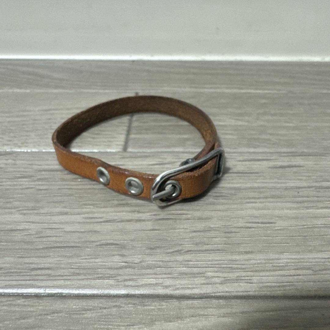 【美品】 HERMES ブレスレット レザー ブラウン HERMÈS ブラウンレザーブレスレット