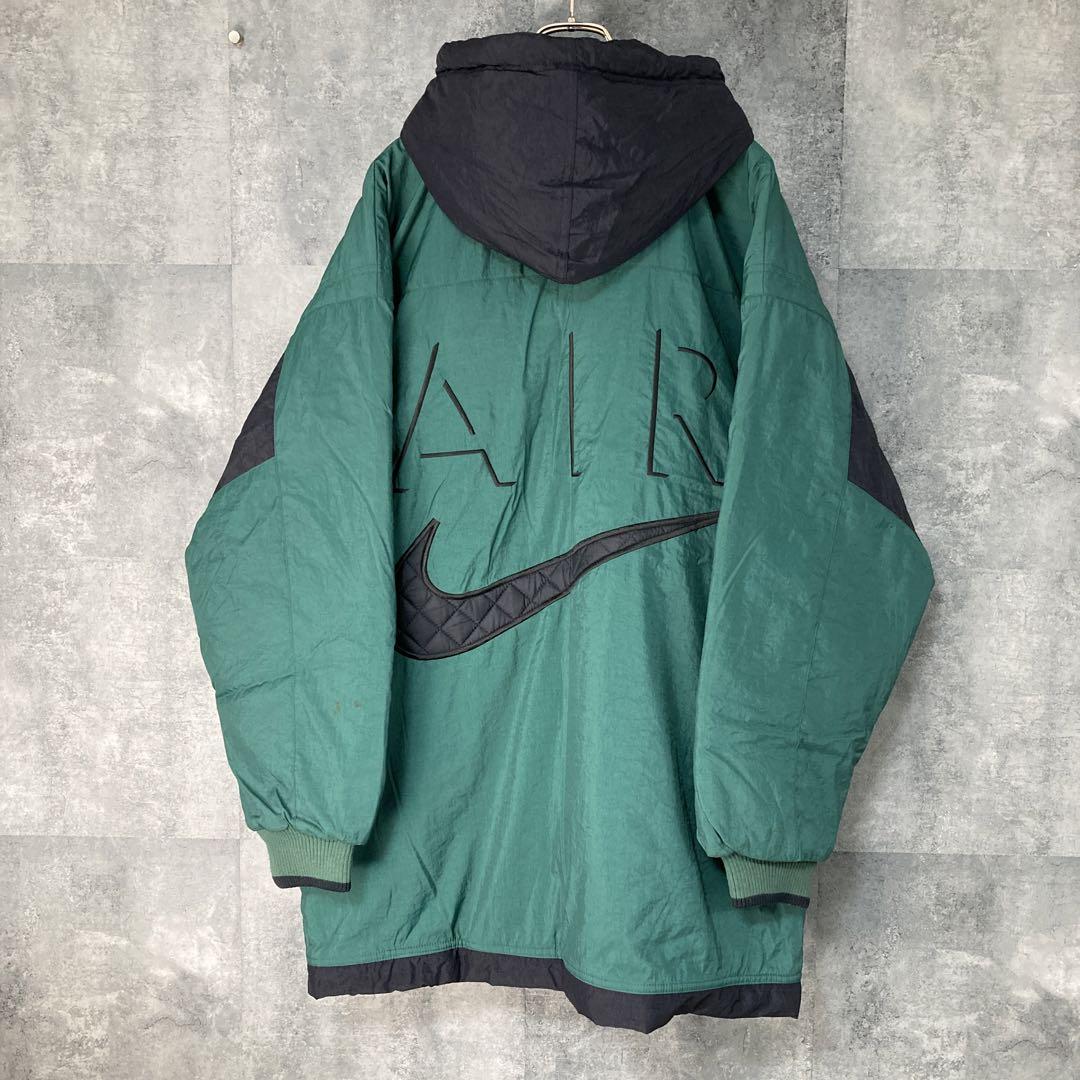 【レア物】90s ナイキ　ビッグスウッシュ　NIKE 中綿ジャケット　Lサイズ緑