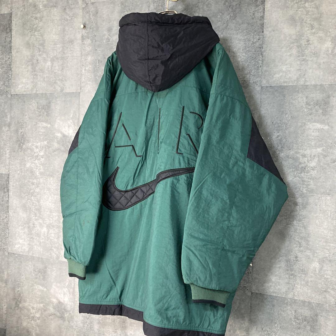 【レア物】90s ナイキ　ビッグスウッシュ　NIKE 中綿ジャケット　Lサイズ緑