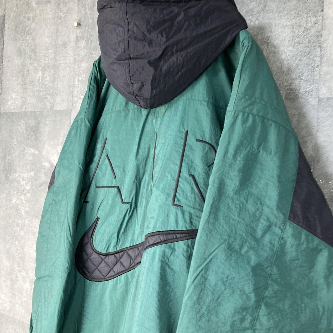 【レア物】90s ナイキ　ビッグスウッシュ　NIKE 中綿ジャケット　Lサイズ緑