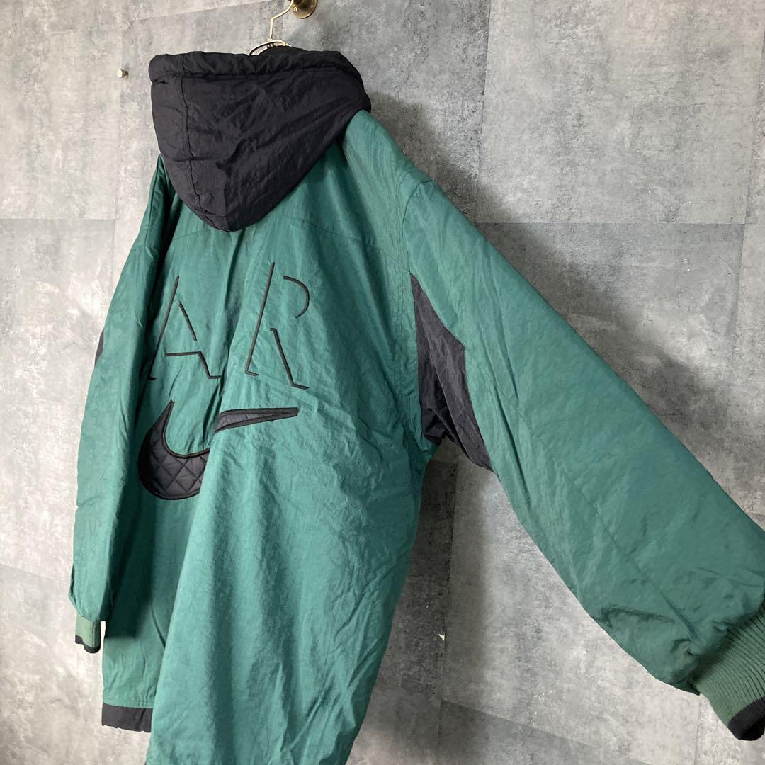 【レア物】90s ナイキ　ビッグスウッシュ　NIKE 中綿ジャケット　Lサイズ緑