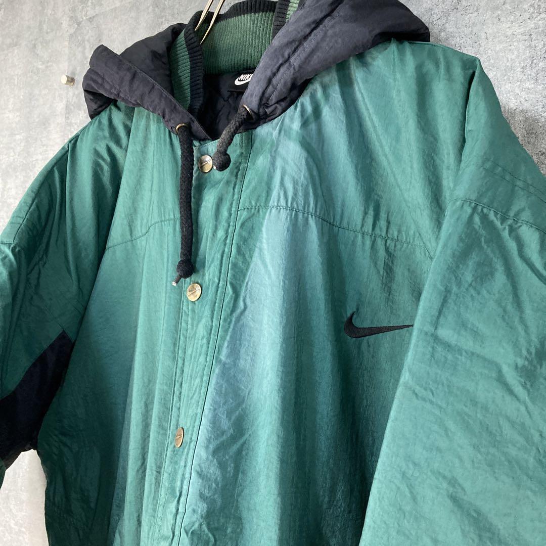 【レア物】90s ナイキ　ビッグスウッシュ　NIKE 中綿ジャケット　Lサイズ緑
