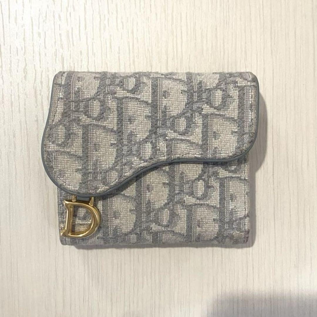 Dior ディオール 財布 Saddle Lotus グレー